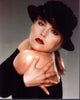 Sharon Stone photo print holding shoulder in black hat