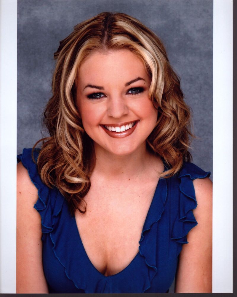 Kirsten Storms headshot in blue ruffle top photo print.
