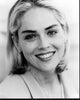 Sharon Stone smiling black and white photo print