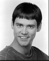Jim Carrey headshot from Dumb and Dumber in black and white photo print.