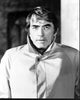 Gregory Peck wearing a coat with collar up black and white photo print