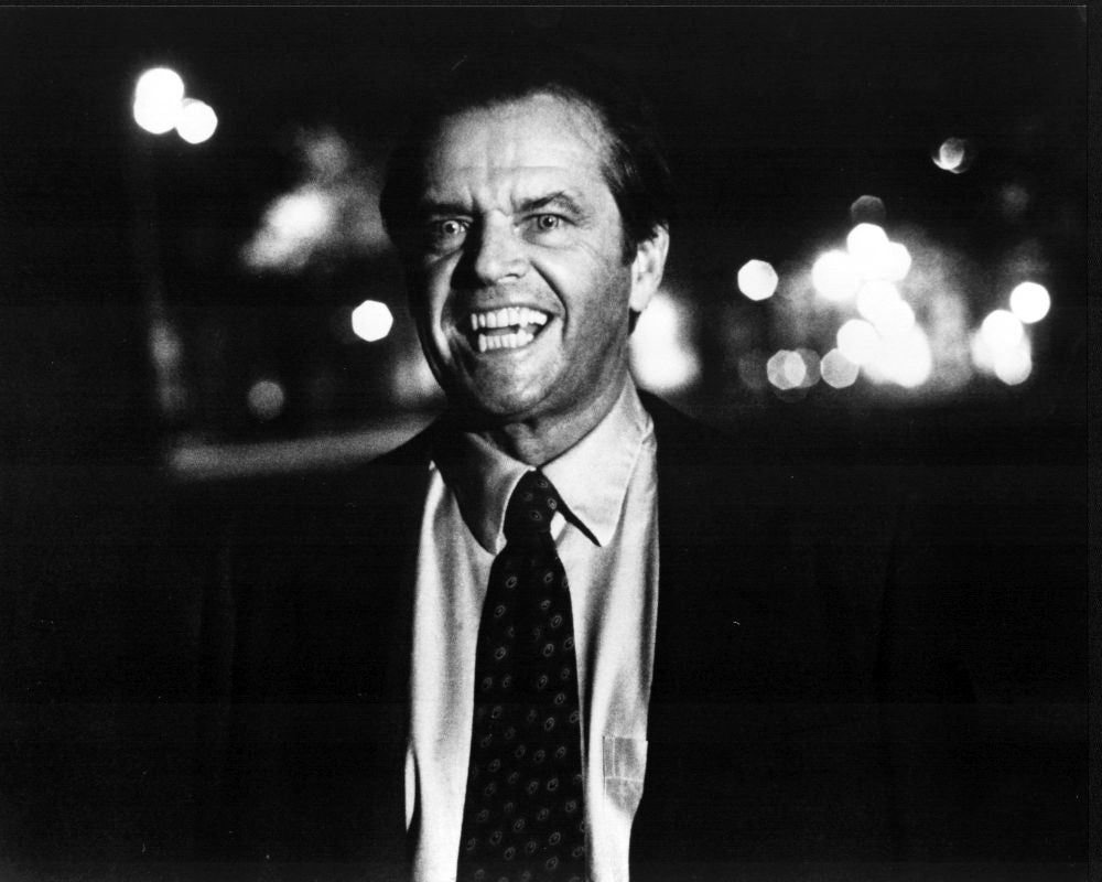 Jack Nicholson standing in street black and white photo print