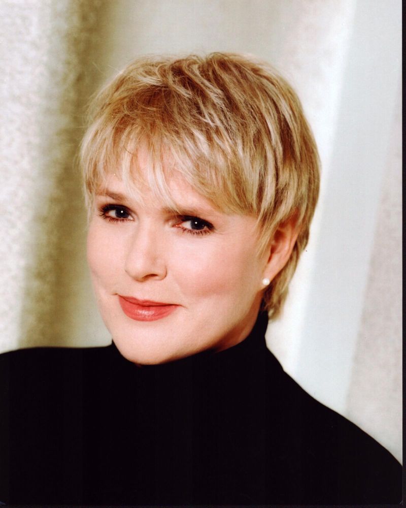 Sharon Gless headshot in black turtleneck photo print.