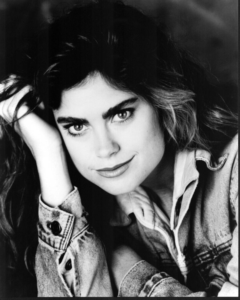 Kathy Ireland black and white photo print in denim jacket