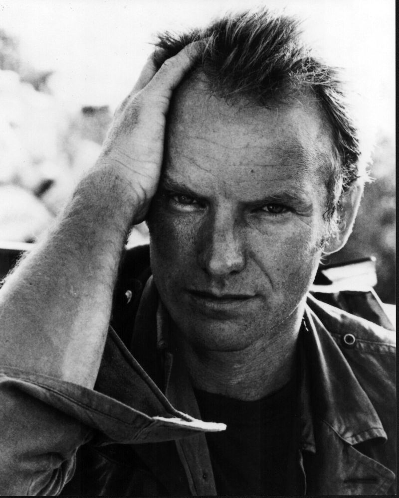 Black and white photo print of Sting with hand on head, 8x10