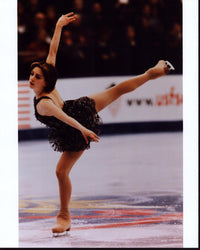 Sarah Hughes skating in black costume photo print