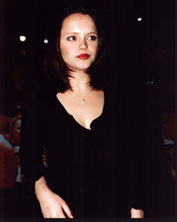 Christina Ricci stylish photo print in black long sleeve top