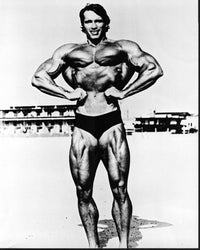 Arnold Schwarzenegger Flexing Muscles Black and White Photo Print