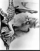 Carol White Laying on Leopard Rug Black and White Photo Print