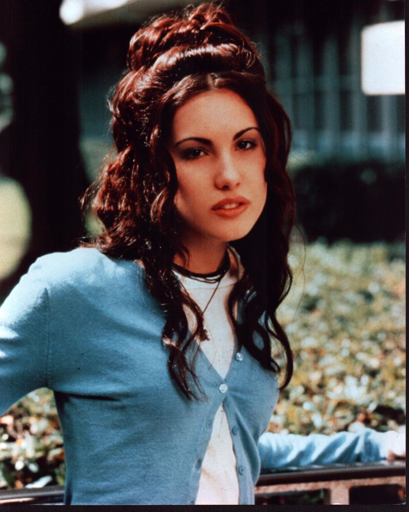 Carly Pope in blue sweater photo print