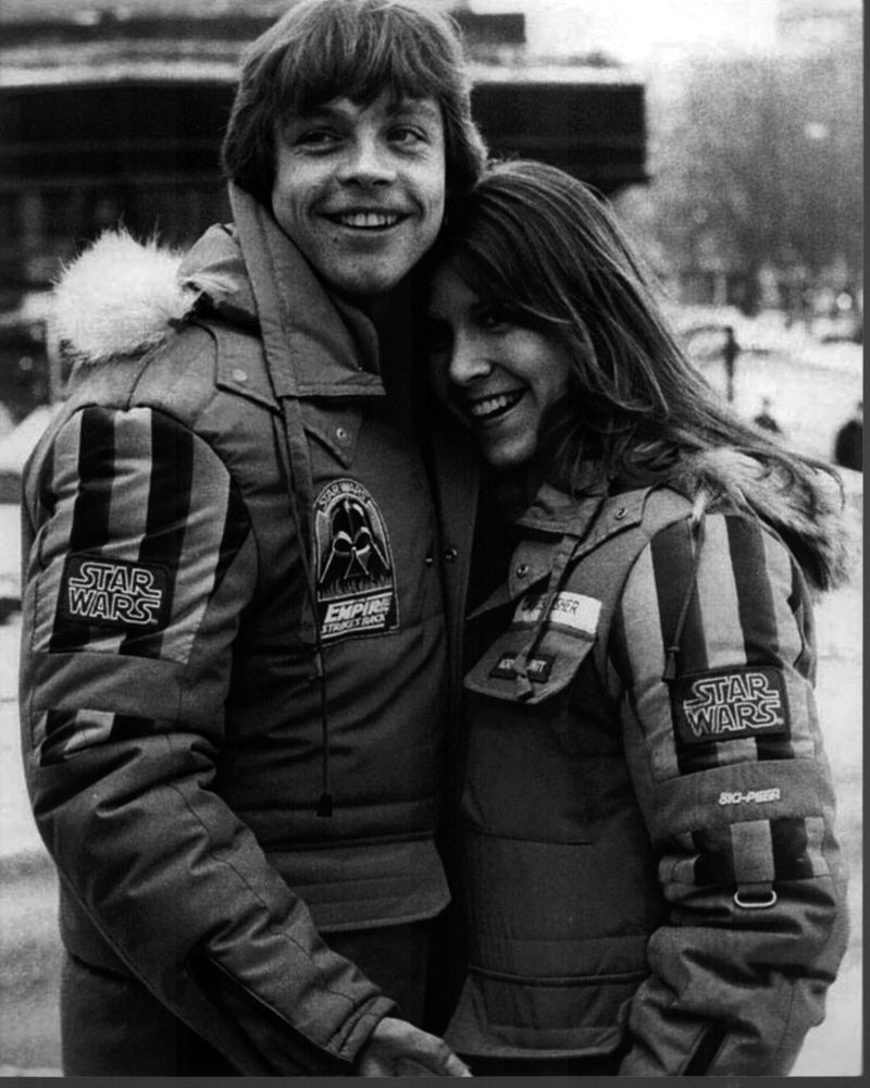 Mark Hamill and Carrie Fisher Star Wars Black and White Photo Print