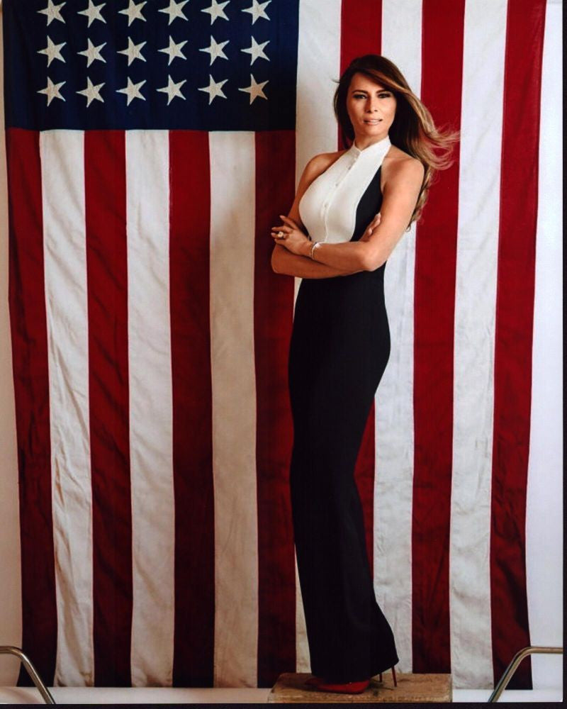 Melania Trump Photo Print in Front of American Flag - 8x10