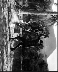 Black and white photo print of Julie Adams, Richard Carlson, and Ben Chapman in Creature From The Black Lagoon.