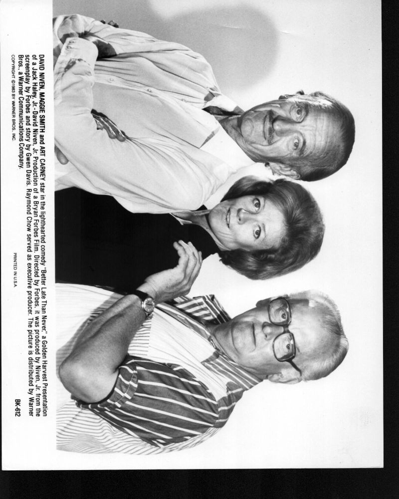 David Niven, Maggie Smith, and Art Carney photo print from 'Better Late Than Never'.