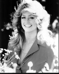 Farrah Fawcett Black and White Photo Print in Flowers (8x10)