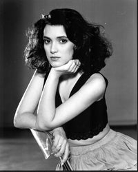 Winona Ryder Black and White Photo Print - Leaning on Chair