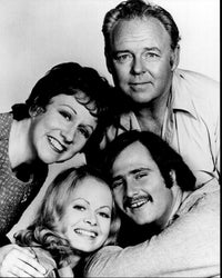 All in the Family Black and White Photo Print Featuring Rob Reiner, Sally Struthers, Carroll O'Connor, and Jean Stapleton