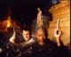 Christian Slater and Morgan Freeman walking through water in Hard Rain photo print.