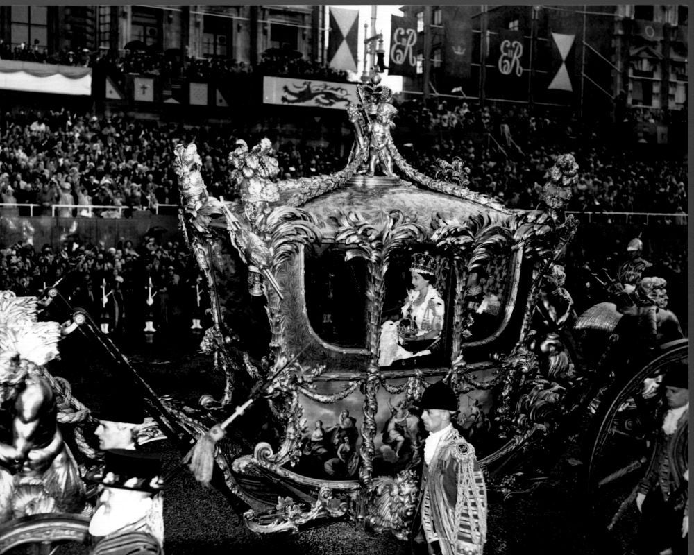 Queen Elizabeth Coronation Black and White Photo Print 8x10