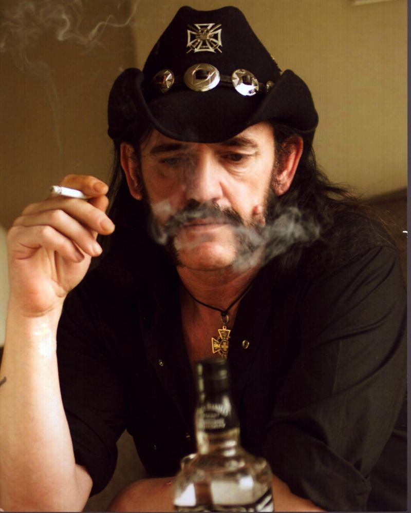 Lemmy Kilmister Smoking Cigarette with Jack Daniel's Photo Print
