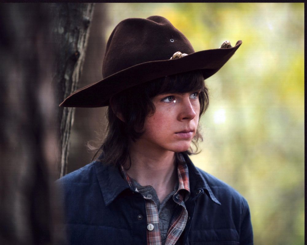 Chandler Riggs photo print on set of The Walking Dead