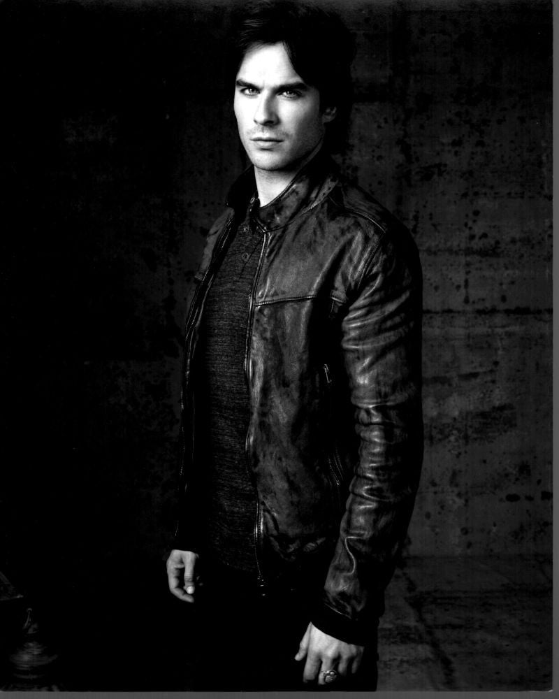 Ian Somerhalder Black and White Photo Print in Leather Jacket (8x10)