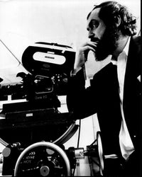 Stanley Kubrick Leaning On Camera Black and White Photo Print - 8x10