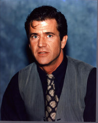 Mel Gibson photo print in gray vest with patterned tie, 8 x 10.