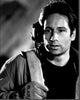 David Duchovny wearing a headset black and white photo print.