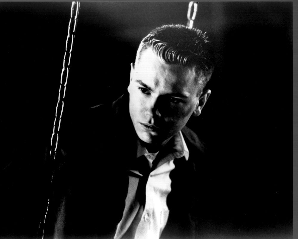 River Phoenix swinging in Dogfight black and white photo print.