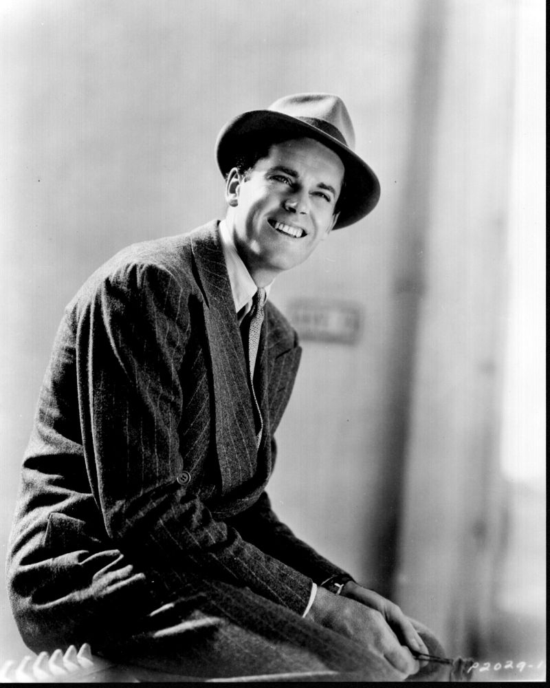 Henry Fonda black and white photo print in pinstripe suit with fedora