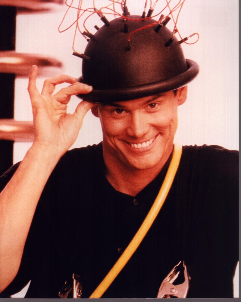 Jim Carrey in wired hat from The Cable Guy photo print