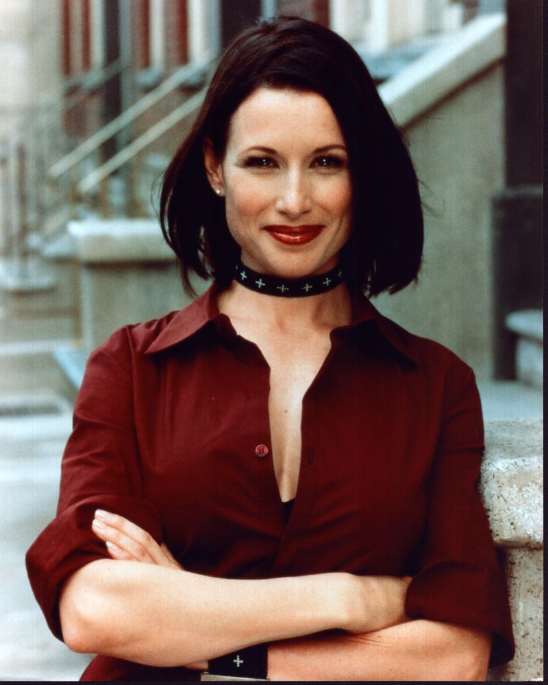 Shawnee Smith photo print featuring a red top and black choker.