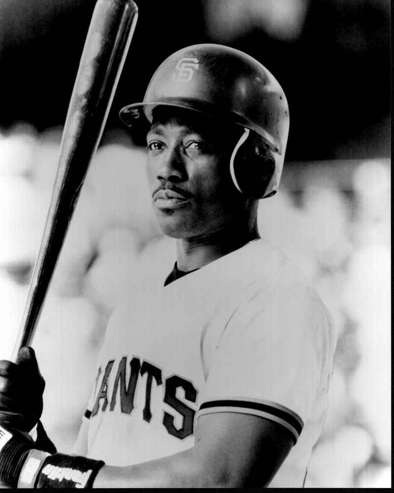 Wesley Snipes holding bat black and white photo print