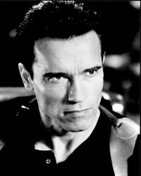 Arnold Schwarzenegger close-up black and white photo print from Eraser.