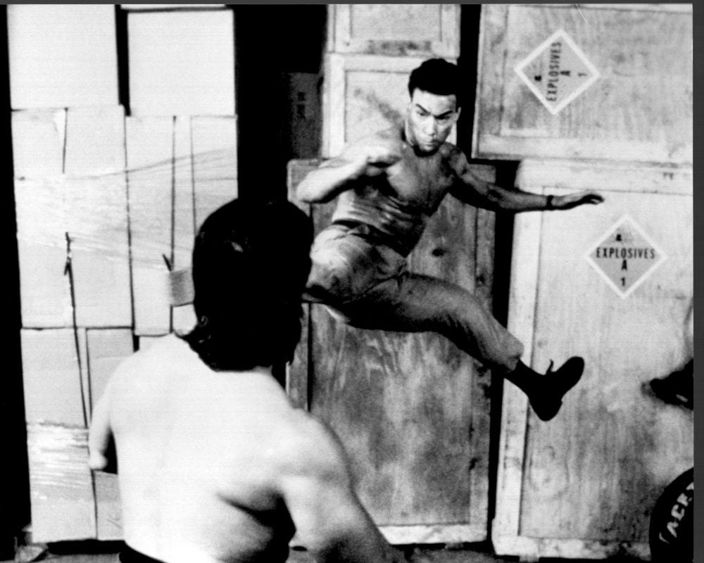 Jean-Claude Van Damme Double Impact Black and White Photo Print
