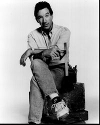 Tim Allen black and white photo print with tools