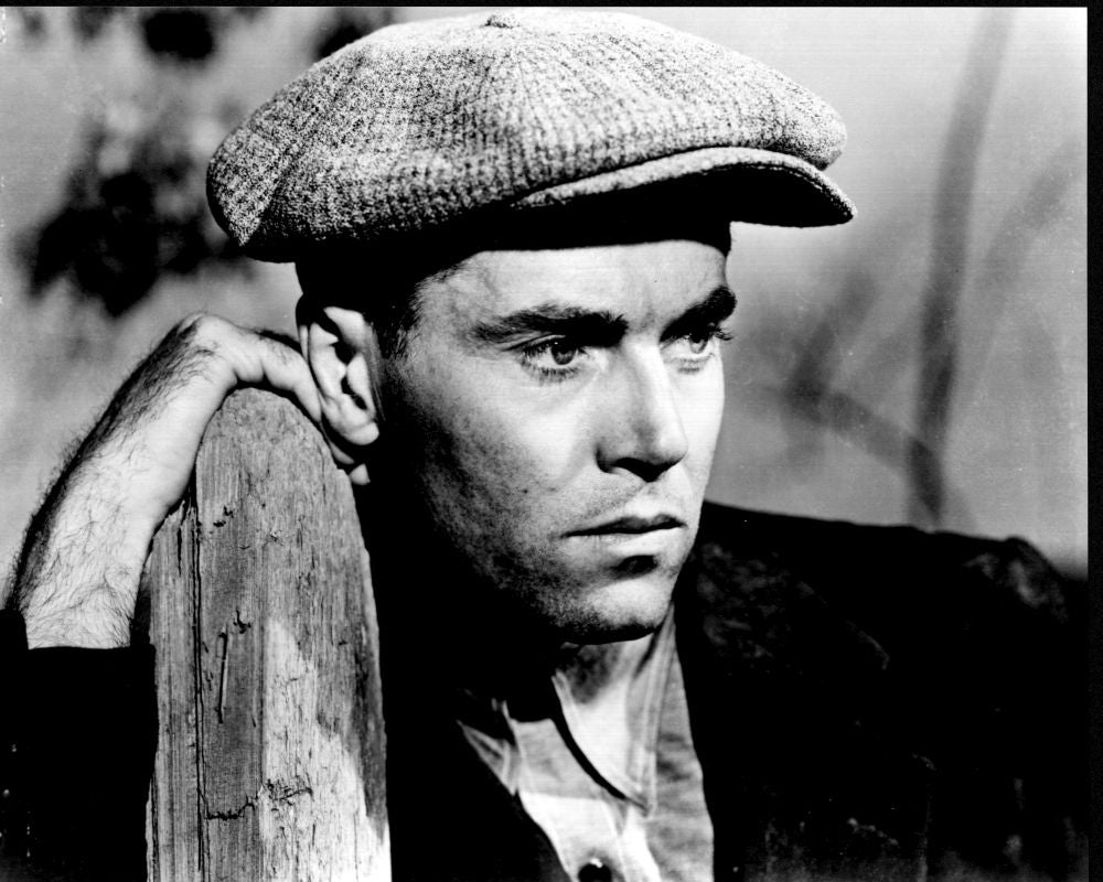 Henry Fonda leaning on post in The Grapes of Wrath black and white photo print.