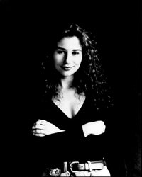 Tori Amos arms crossed black and white photo print
