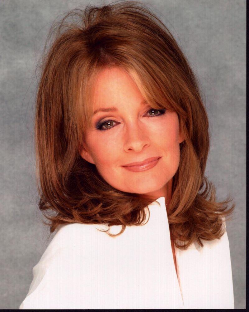 Deidre Hall head shot photo print in white top