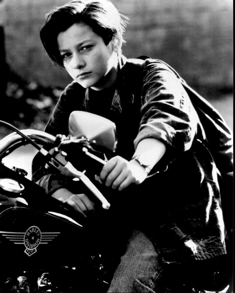 Edward Furlong on Motorcycle - Terminator 2: Judgment Day Black and White Photo Print (8x10)