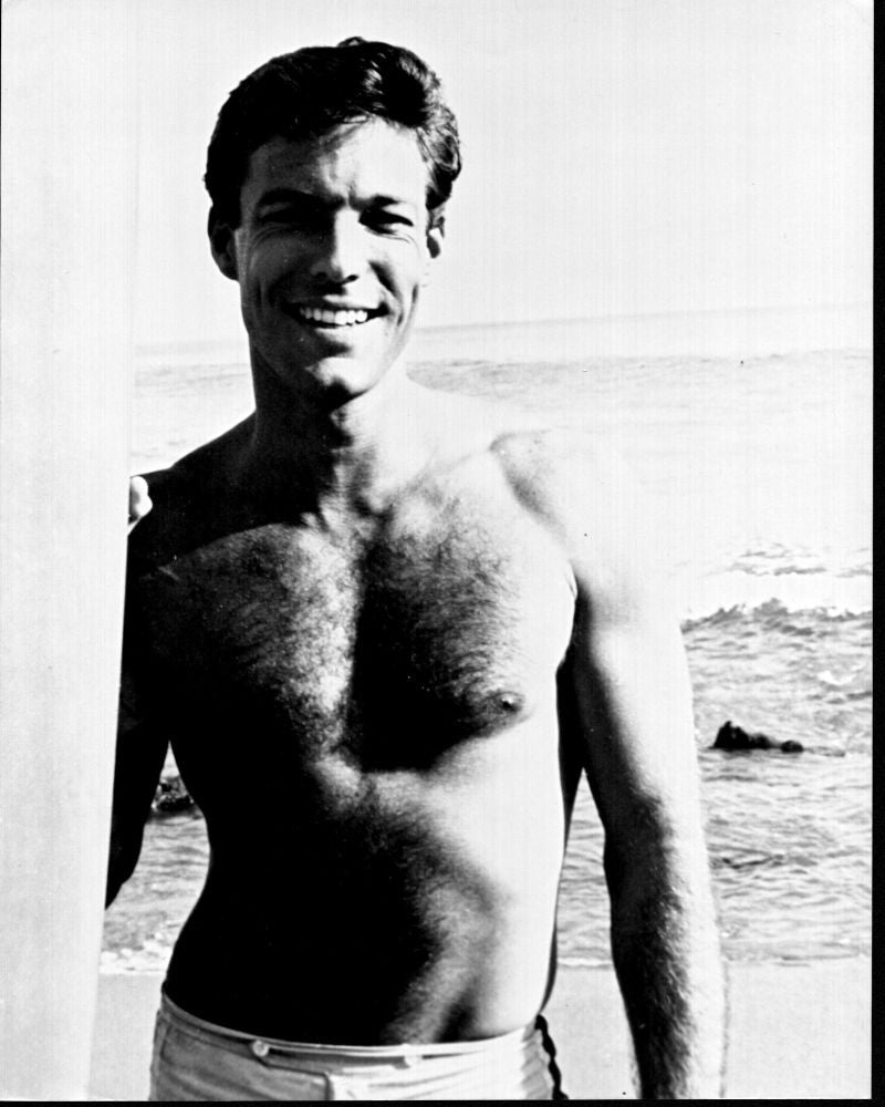 Richard Chamberlain Shirtless on Beach Black and White Photo Print