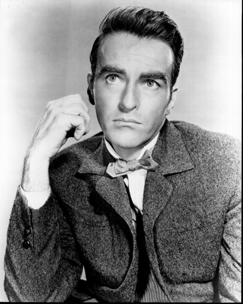Montgomery Clift black and white photo print in tweed suit and bowtie