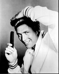 Edd Byrnes black and white photo print combing hair