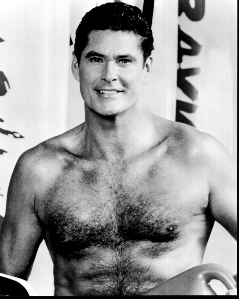 David Hasselhoff Shirtless Black and White Photo Print