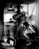 Guy Williams with Robot in Lost In Space Black and White Photo Print