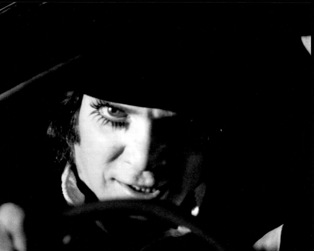 Malcolm McDowell close-up black and white photo from A Clockwork Orange