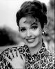 Amy Yasbeck smiling in a stylish animal print outfit - black and white photo print