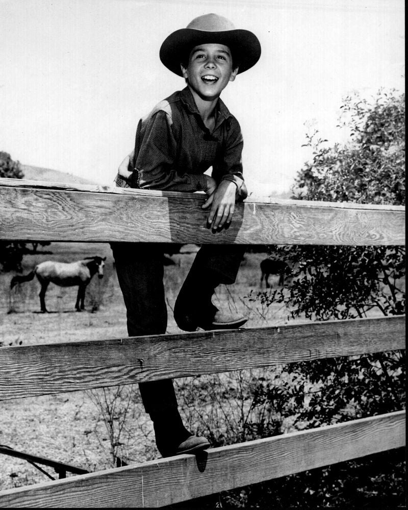 Johnny Crawford Black and White Photo Print - Standing On Fence (8x10)