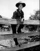 Johnny Crawford Black and White Photo Print - Standing On Fence (8x10)
